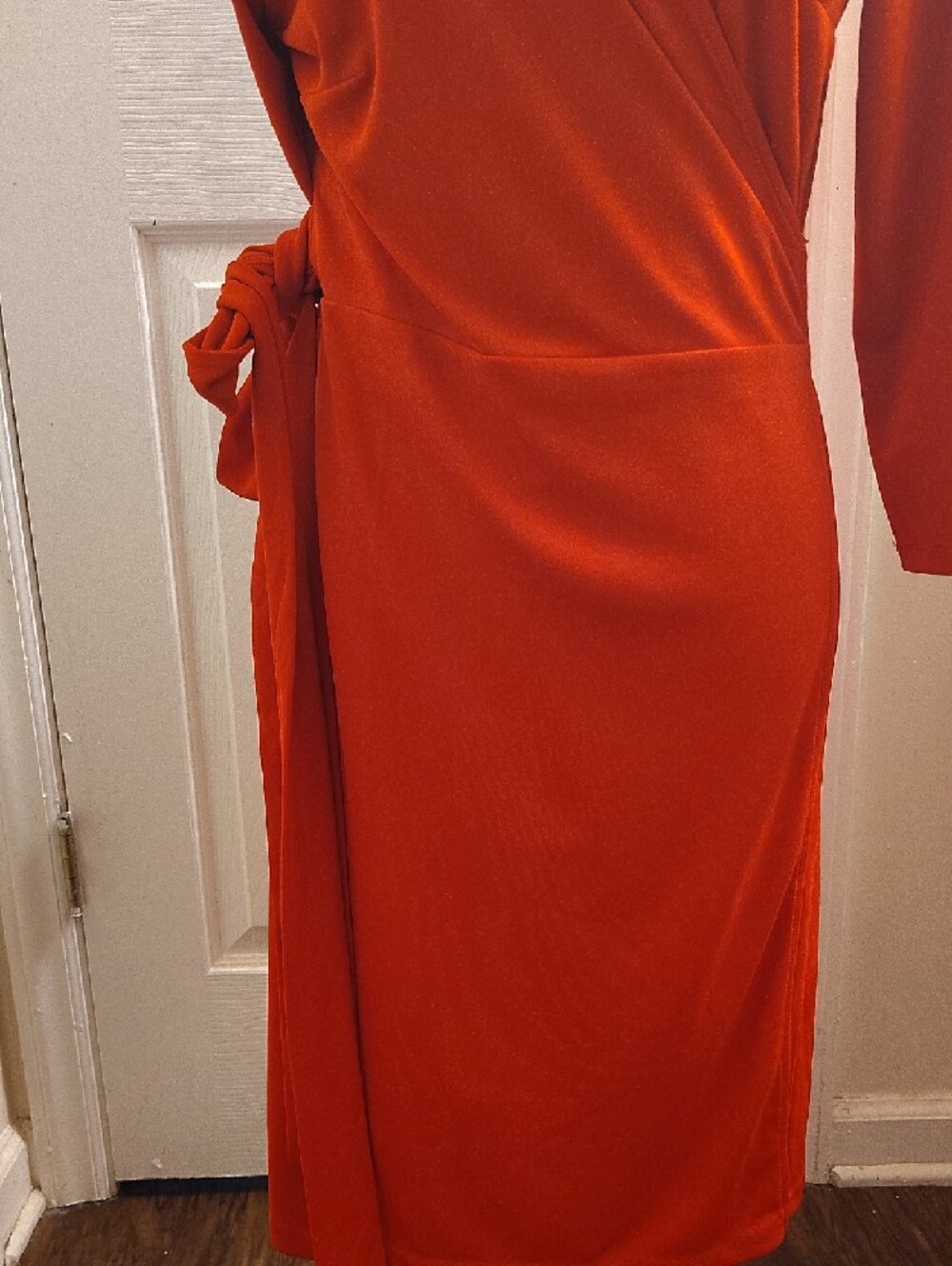 Ann Taylor Orange Long-Sleeve Wrap Dress - Picture 4 of 5